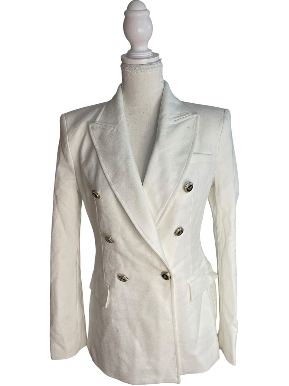 Zara Double Breasted Tailored Blazer Oyster White